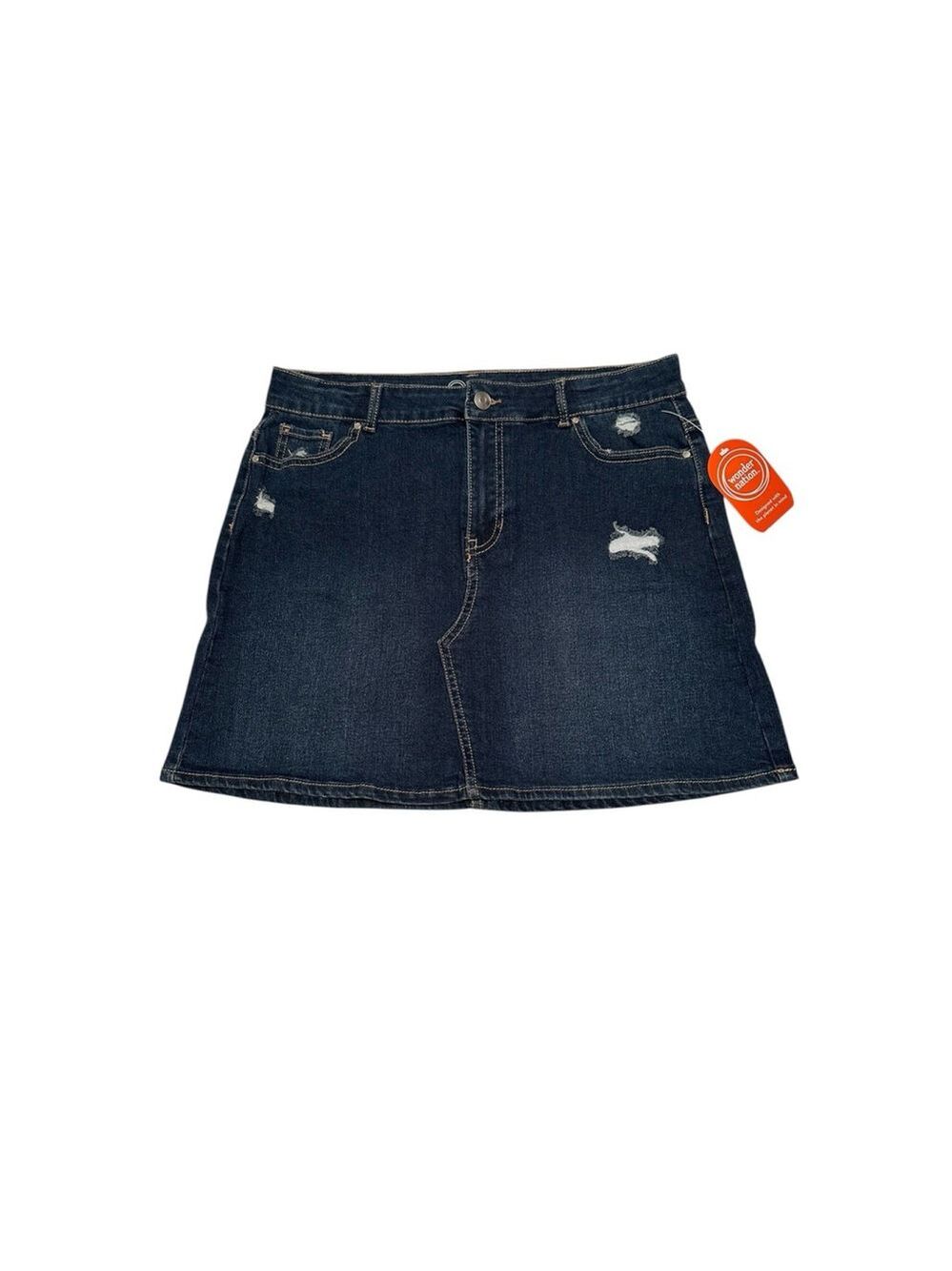 Wonder Nation Destructed Dark Blue Denim Skirt GIRLS Size XXL 18 NEW NWT Zipper - Picture 8 of 12